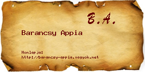 Barancsy Appia névjegykártya